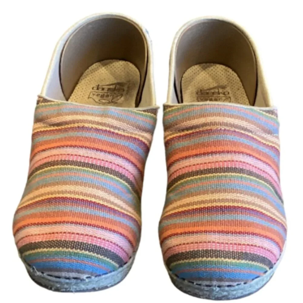Dansko Clogs Espadrille Comfort Shoe Striped Multi Sz 41‎ (US 10.5-11) 174K